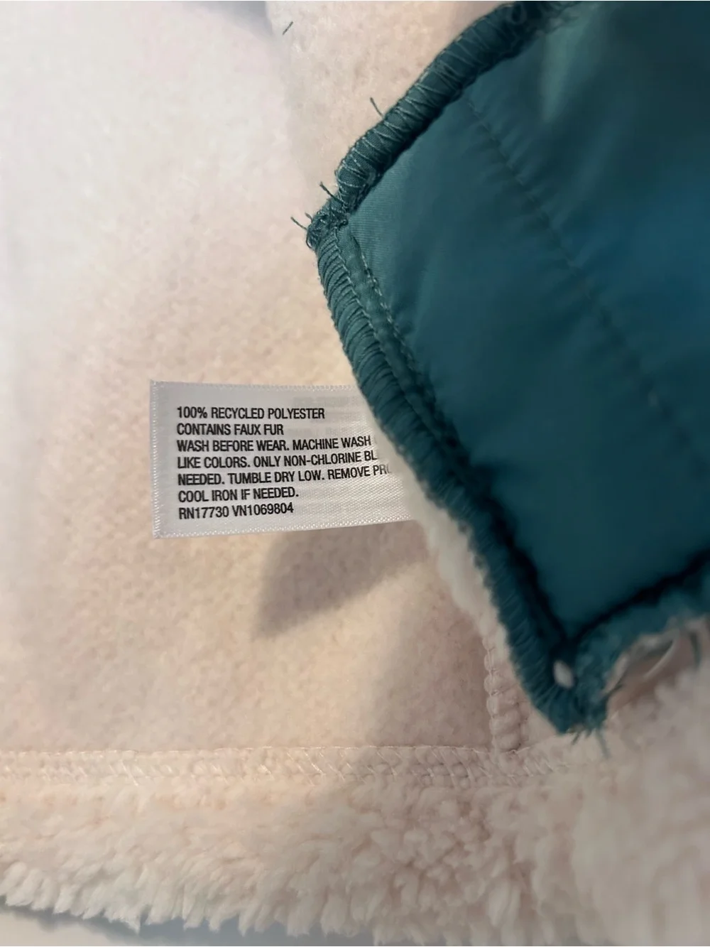 Cat & Jack Baby 6-9 Months Cream Sherpa Jacket with Teal Trim